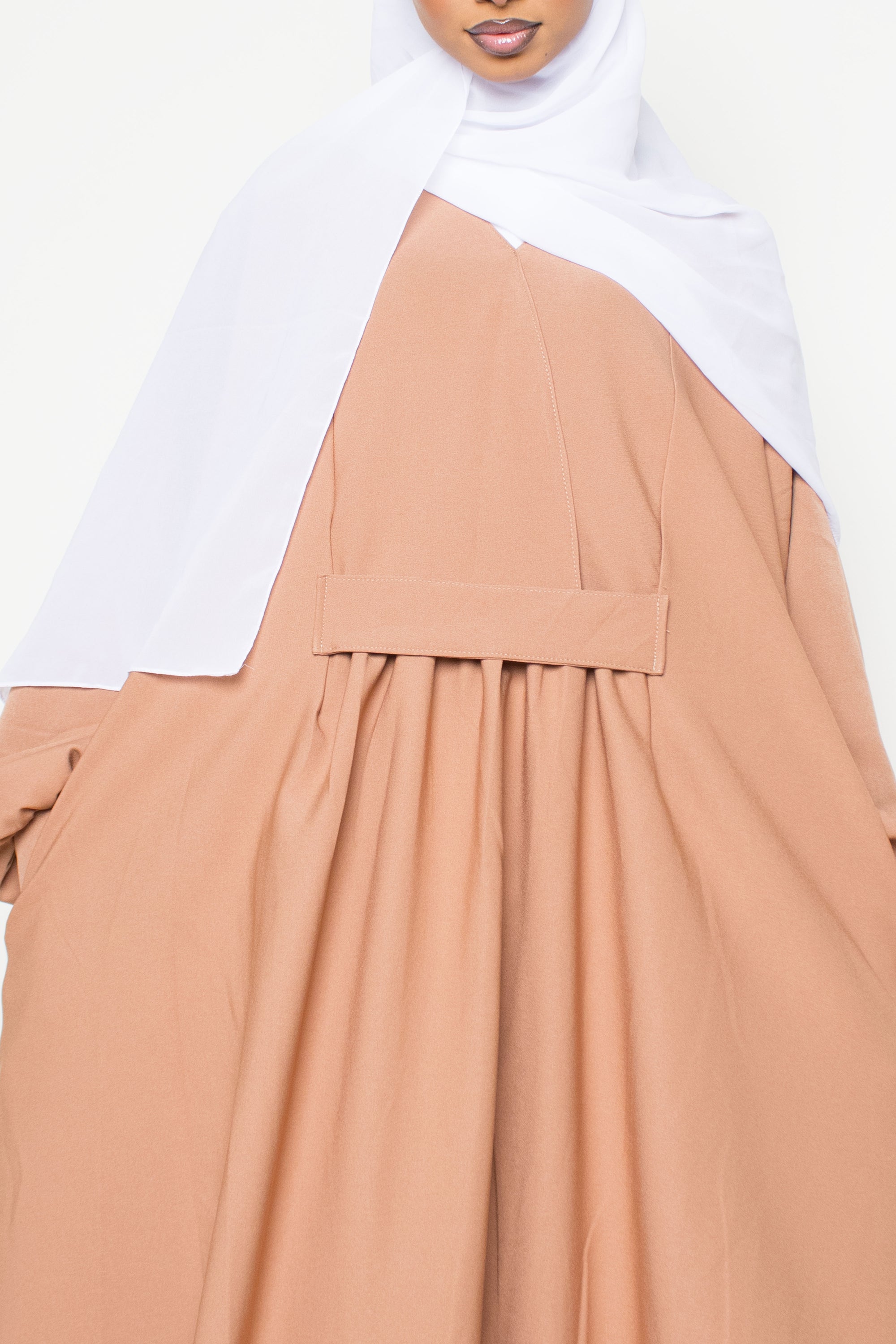 Caramel Pleated Bridge Abaya