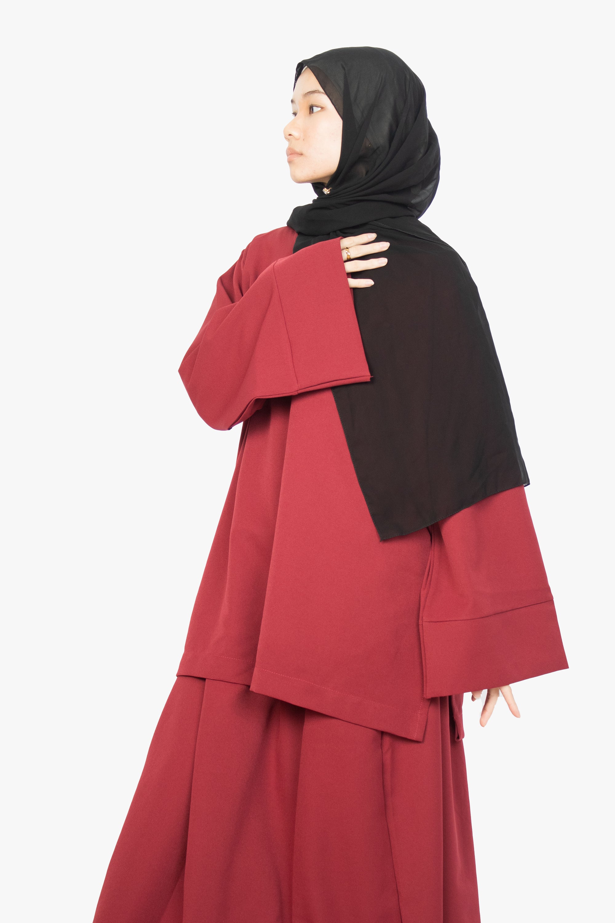 Crimson Red Two-Piece Abaya