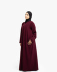Burgundy V-Neck Abaya