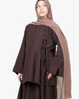 Mocha Brown Side Wrap Two-Piece Abaya