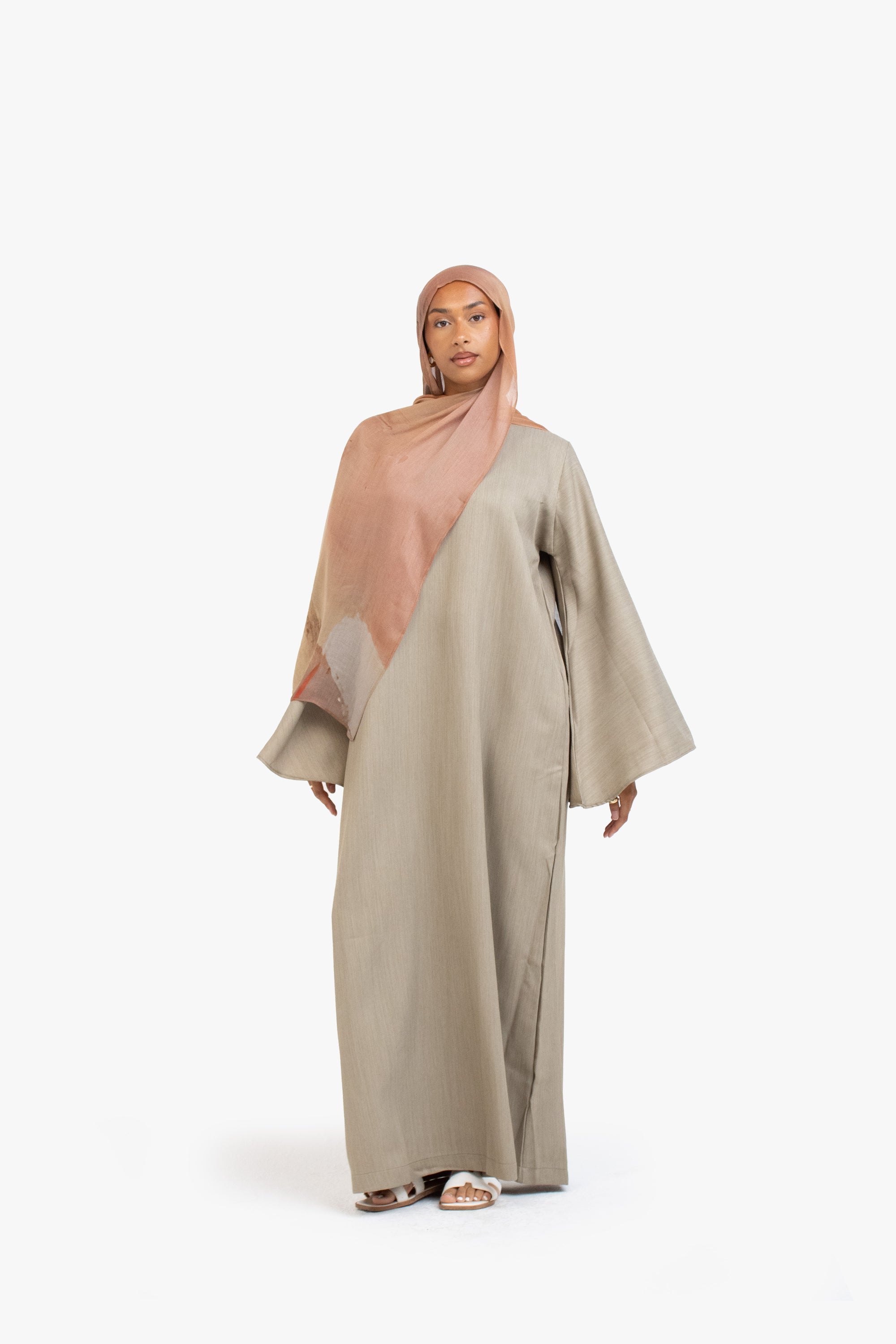 Soft Fern Textured Umbrella Sleeve Abaya