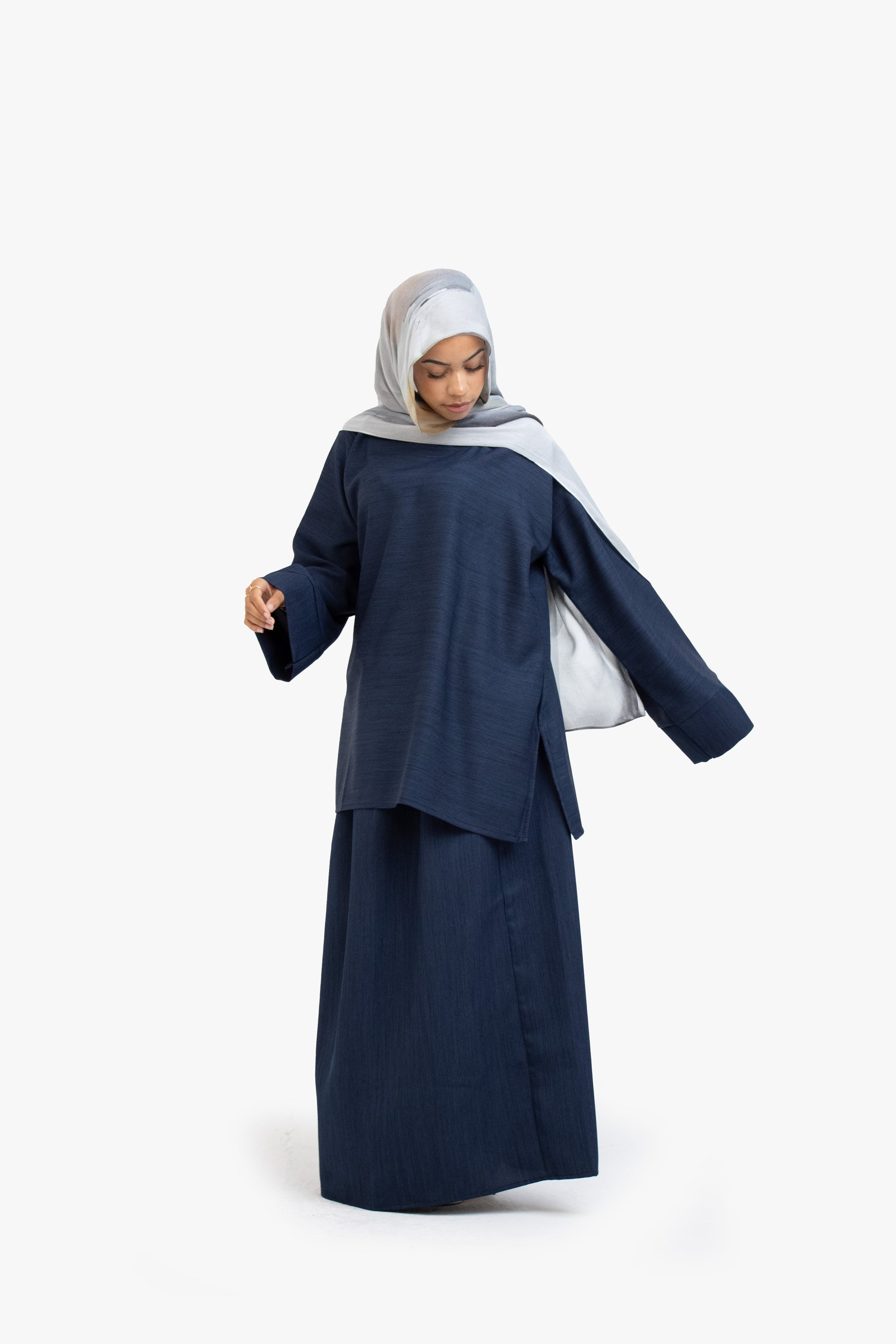 Indigo Textured Two-Piece Abaya