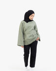 Sage Double Pleat Linen Cotton Top