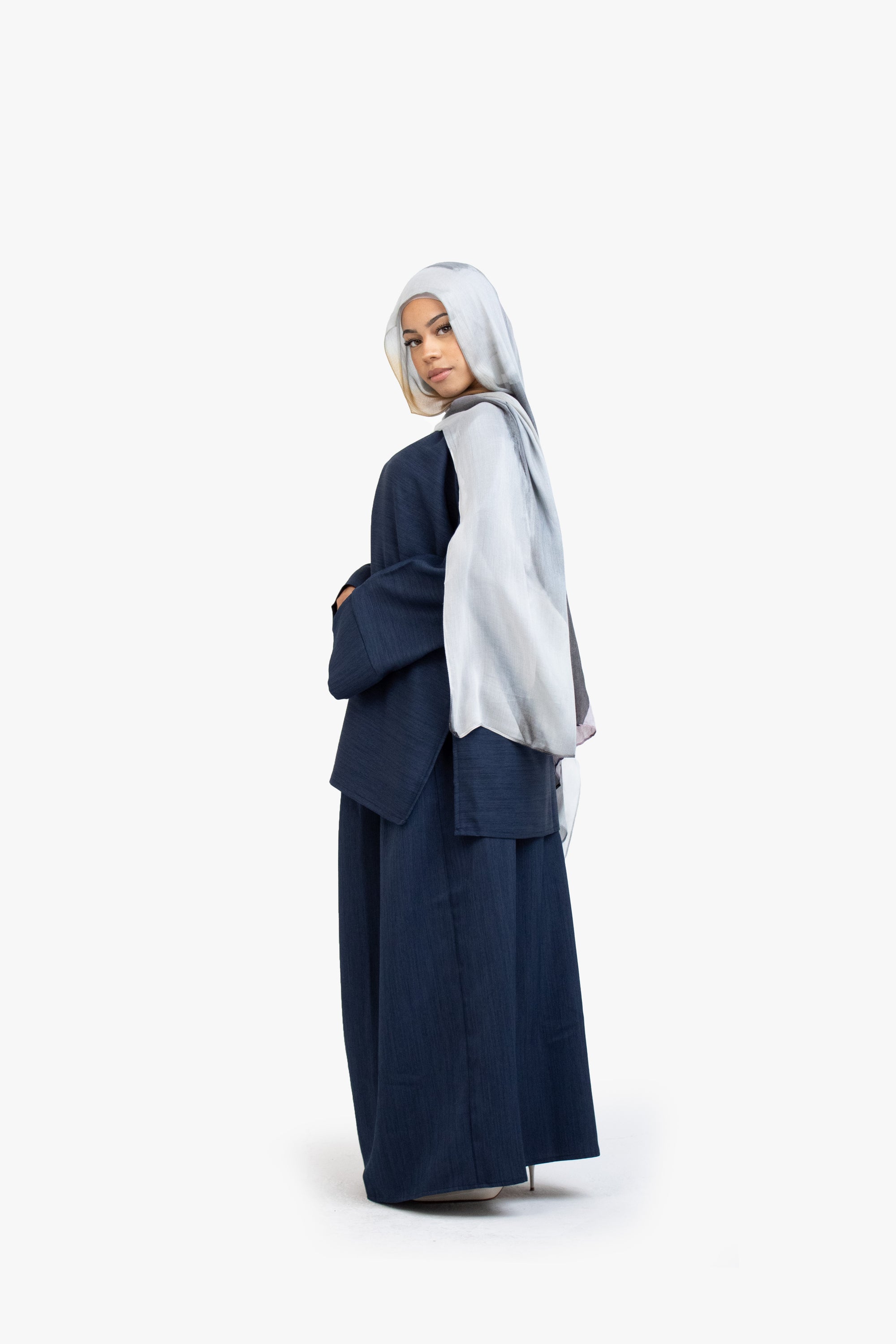 Indigo Textured Two-Piece Abaya