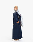 Indigo Textured Double Pleat Dress
