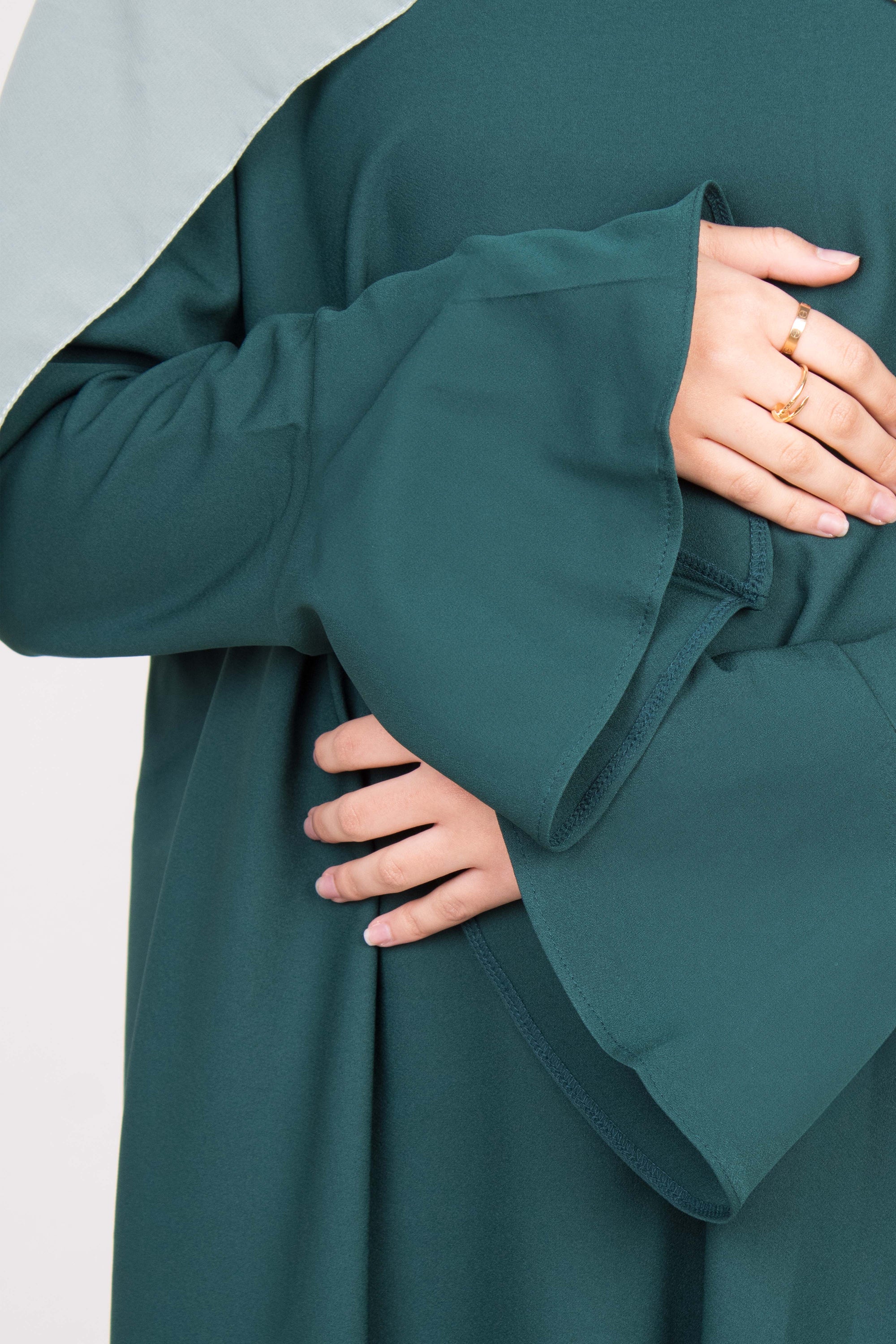 Forest Green Tulip Sleeve Abaya