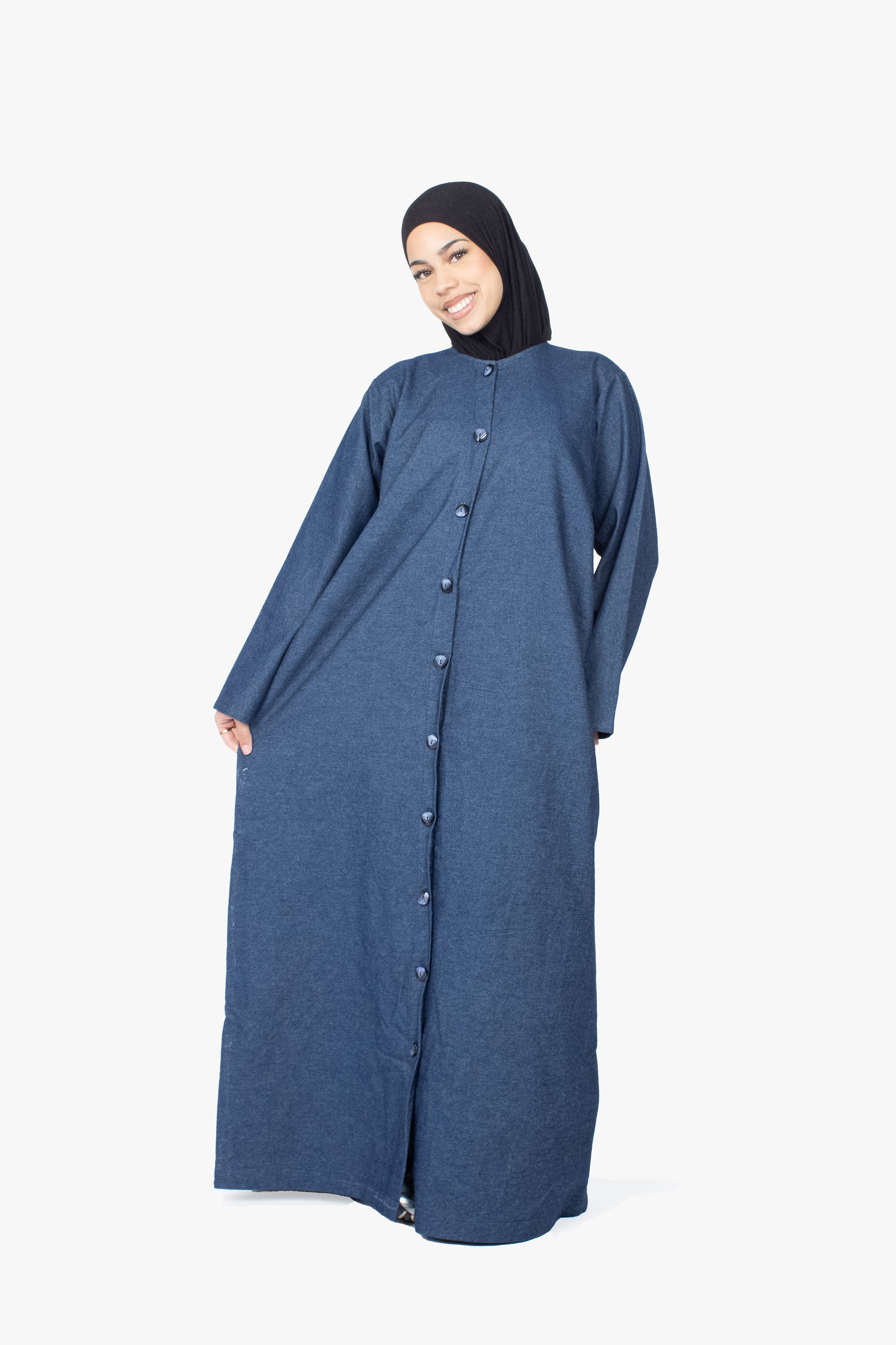 Dark Denim Long Shirt Abaya