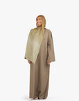 Khaki Brown Textured Umbrella Sleeve Abaya
