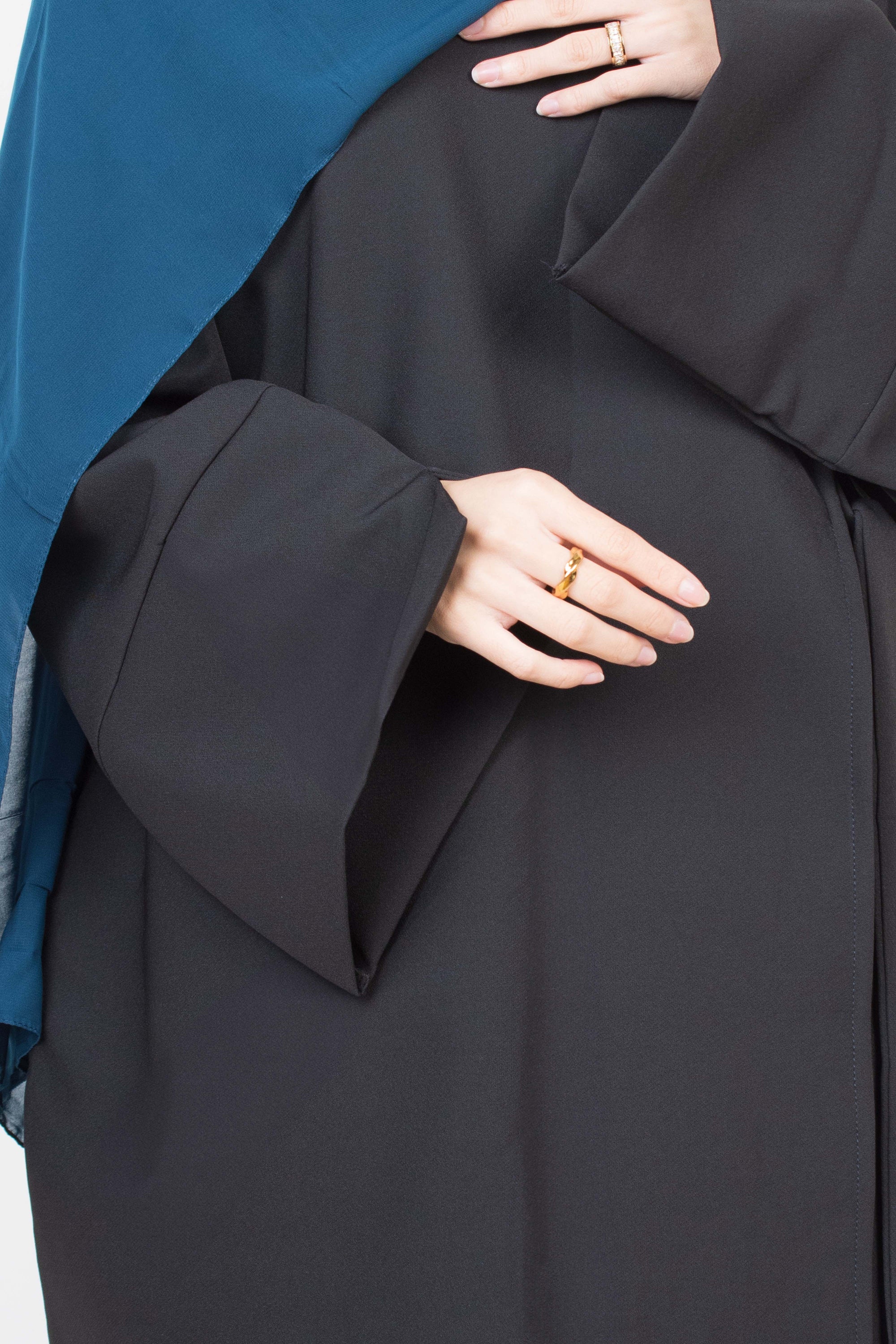 Black Side Wrap Two-Piece Abaya