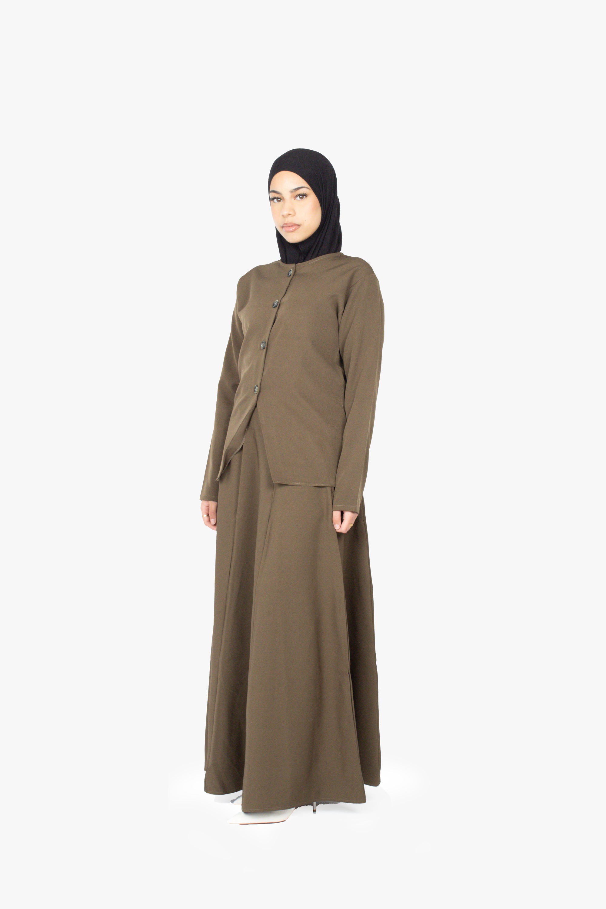 Khaki Eight-Panel Skirt
