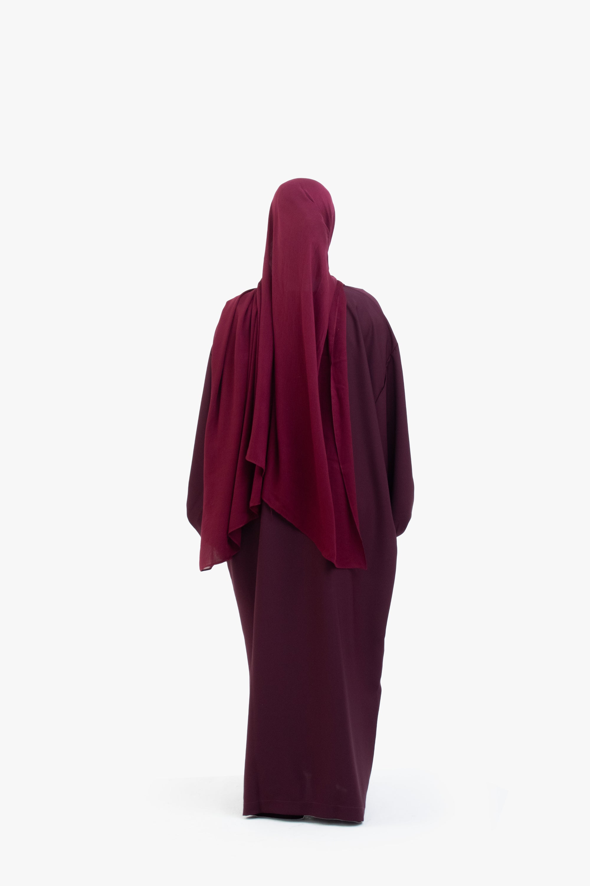 Burgundy Balloon Sleeve Abaya