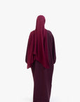 Burgundy Balloon Sleeve Abaya