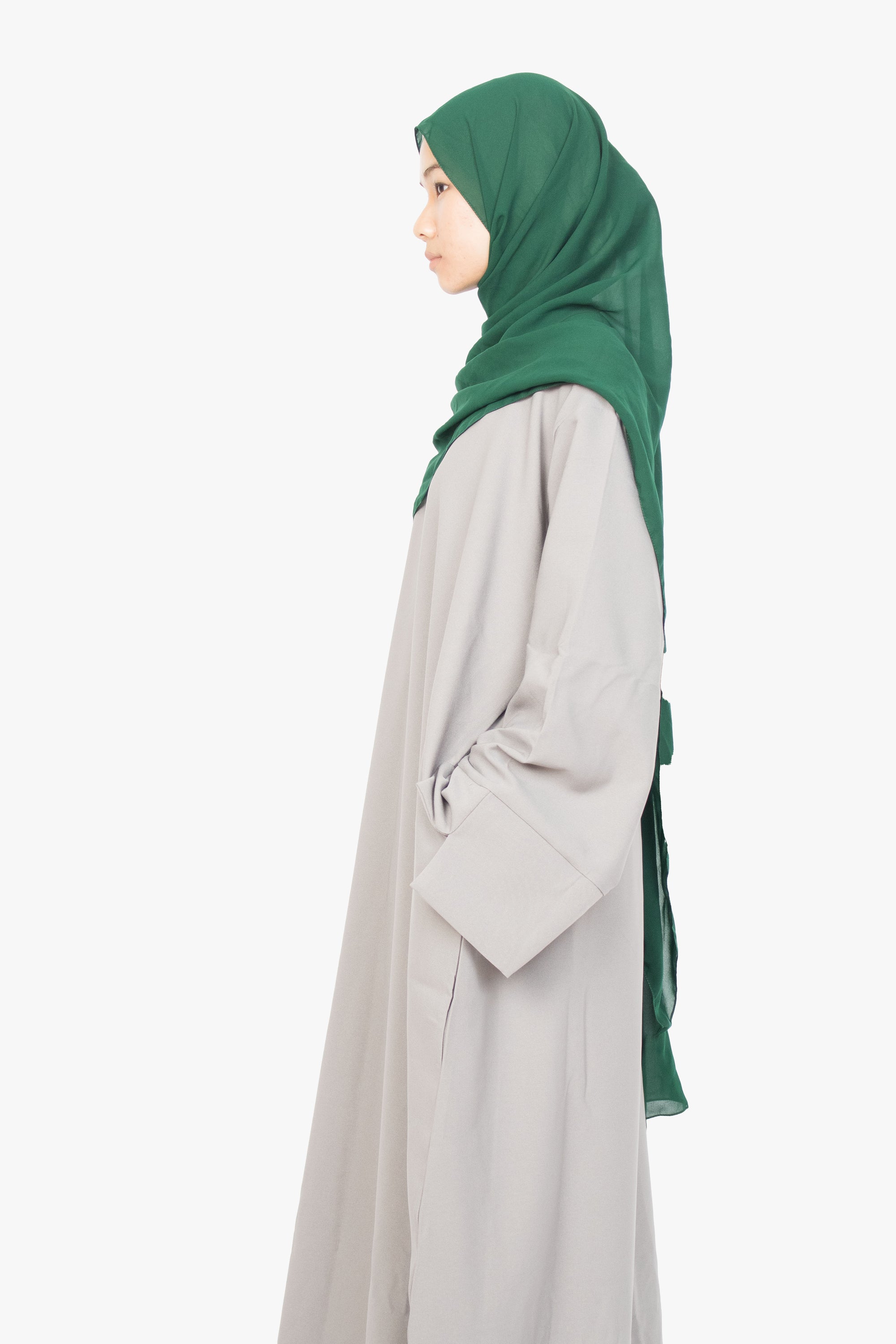 Cloud Grey Slit Kimono Abaya