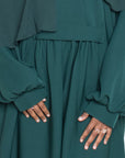 Forest Green Pleated Bridge Abaya