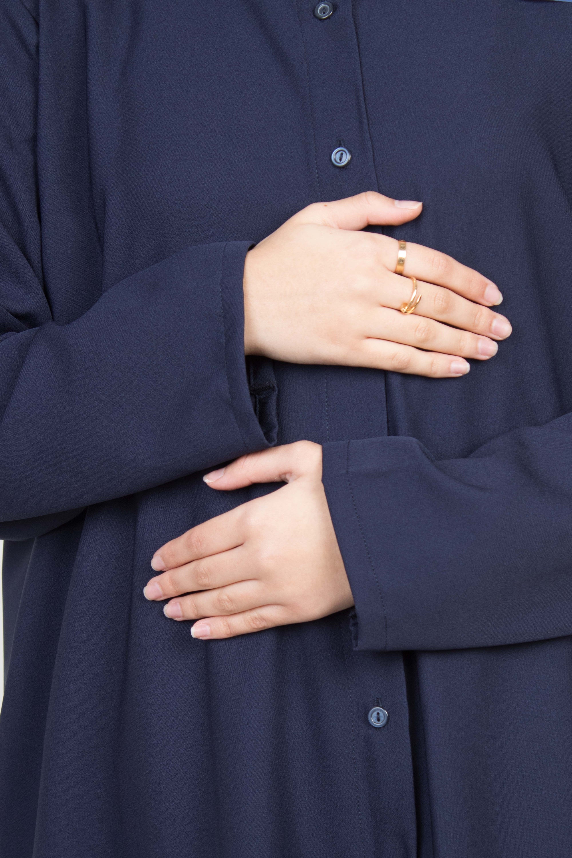 Navy Long Shirt Two-Piece Abaya