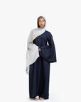 Navy Textured Umbrella Sleeve Abaya