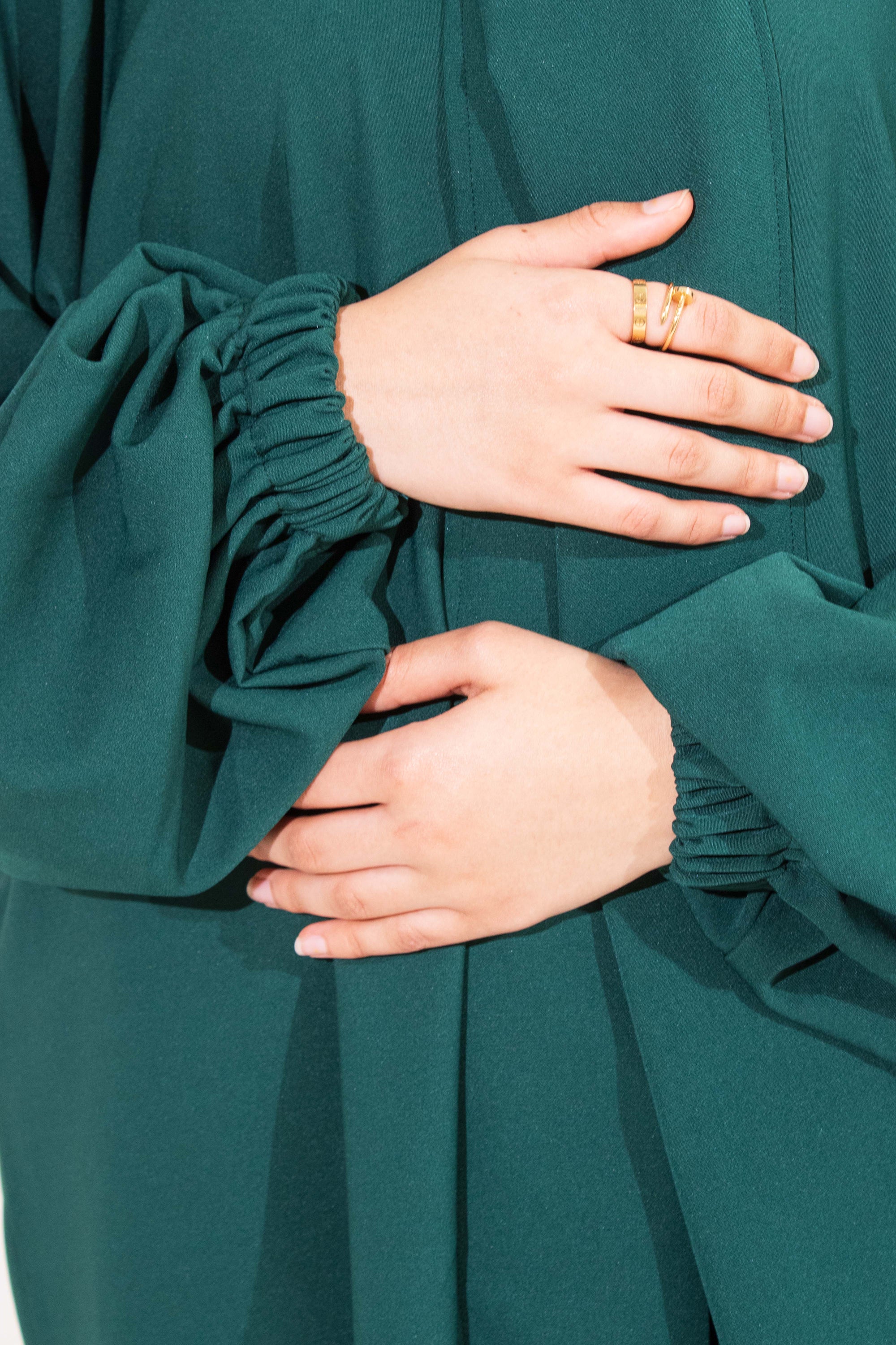 Emerald Green Front Neck Tie Abaya