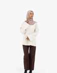 Brown Ribbon Linen Cotton Trousers