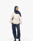 Beige Balloon Sleeve Linen Cotton Top