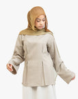 Soft Fern Textured Double Pleat Top
