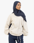 Beige Balloon Sleeve Linen Cotton Top