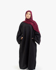 Black Bell Sleeve Linen Cotton Abaya