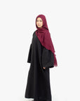 Black Bell Sleeve Linen Cotton Abaya