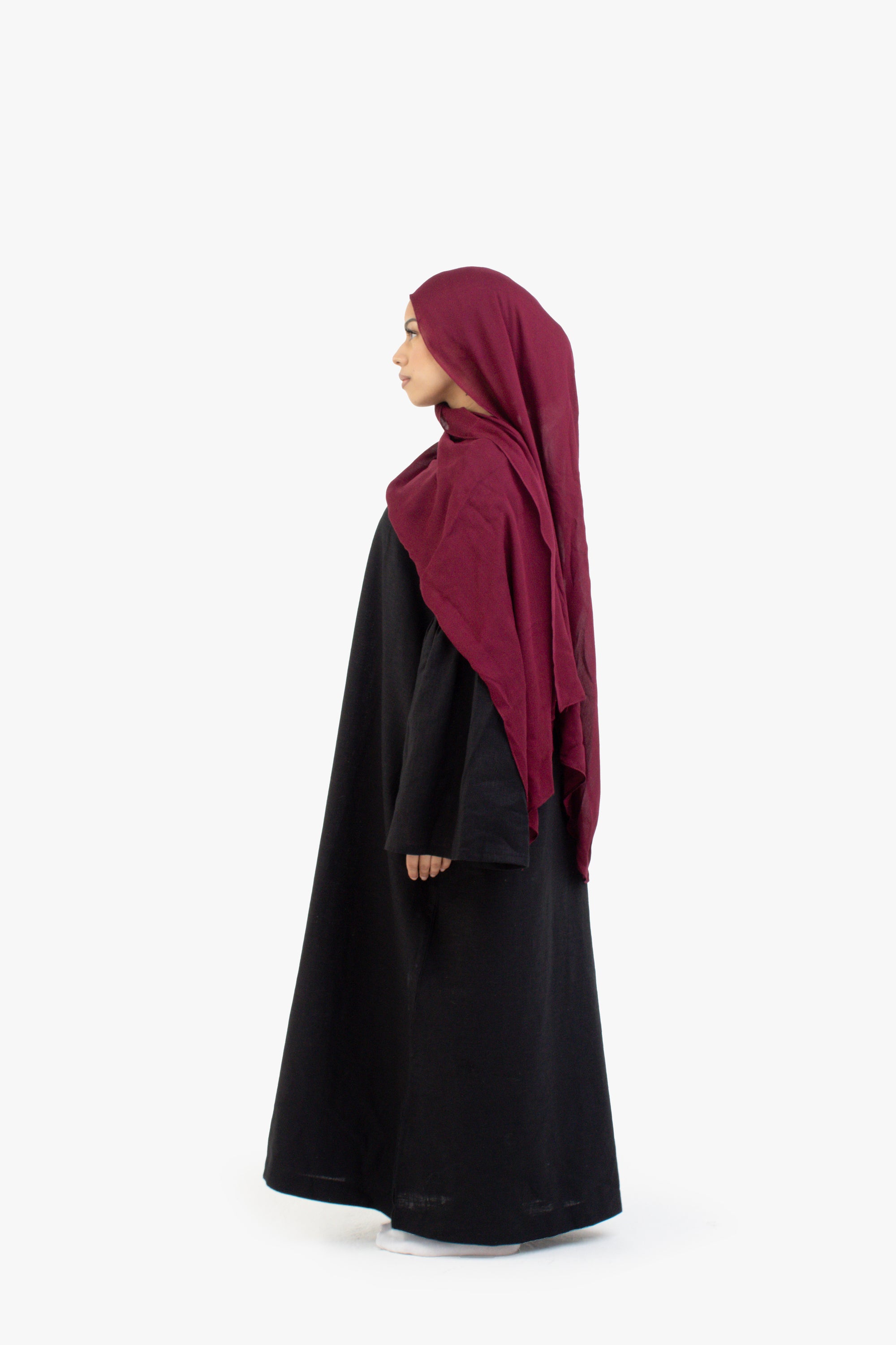 Black Bell Sleeve Linen Cotton Abaya