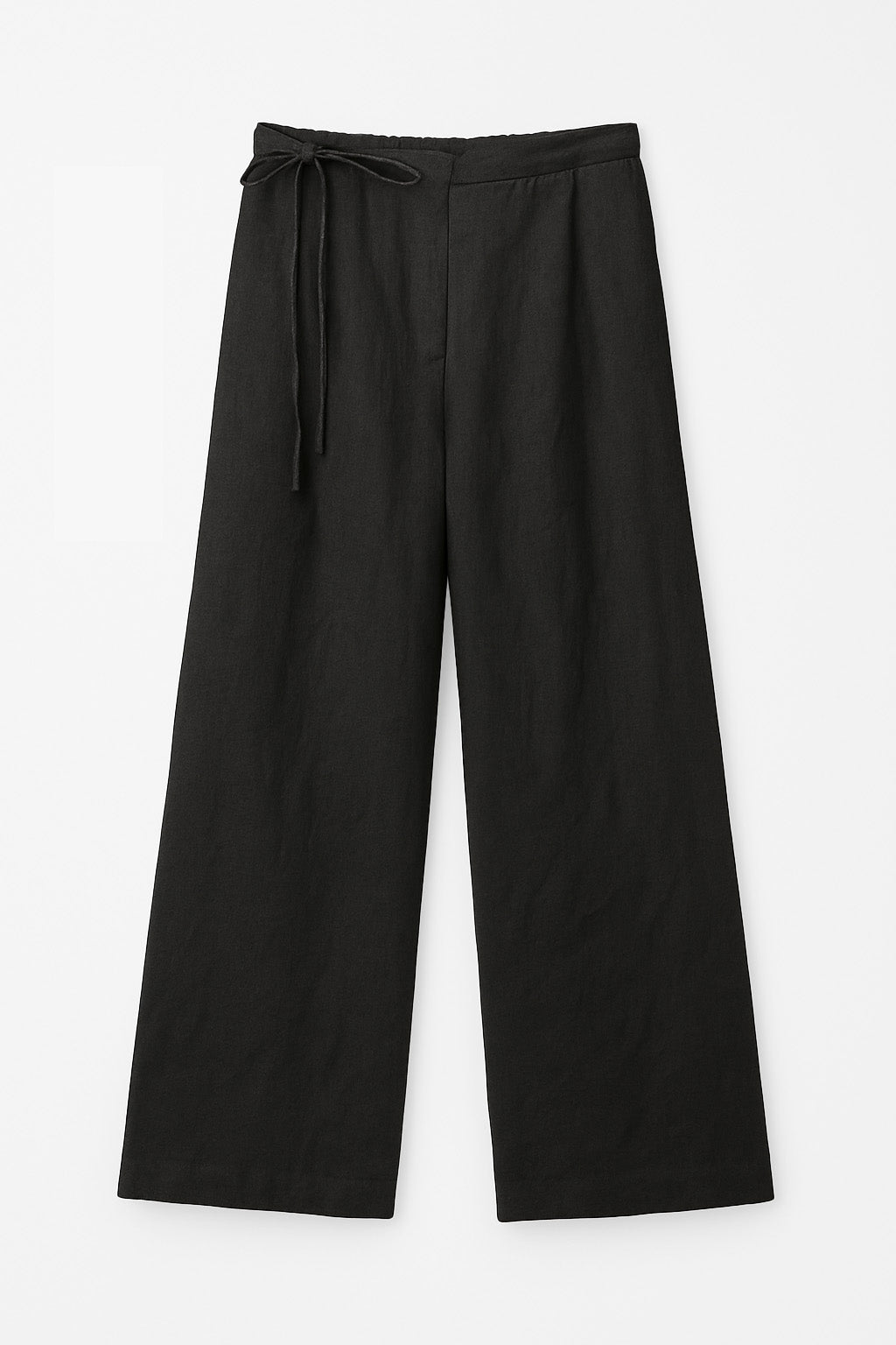 Black Ribbon Linen Cotton Trousers