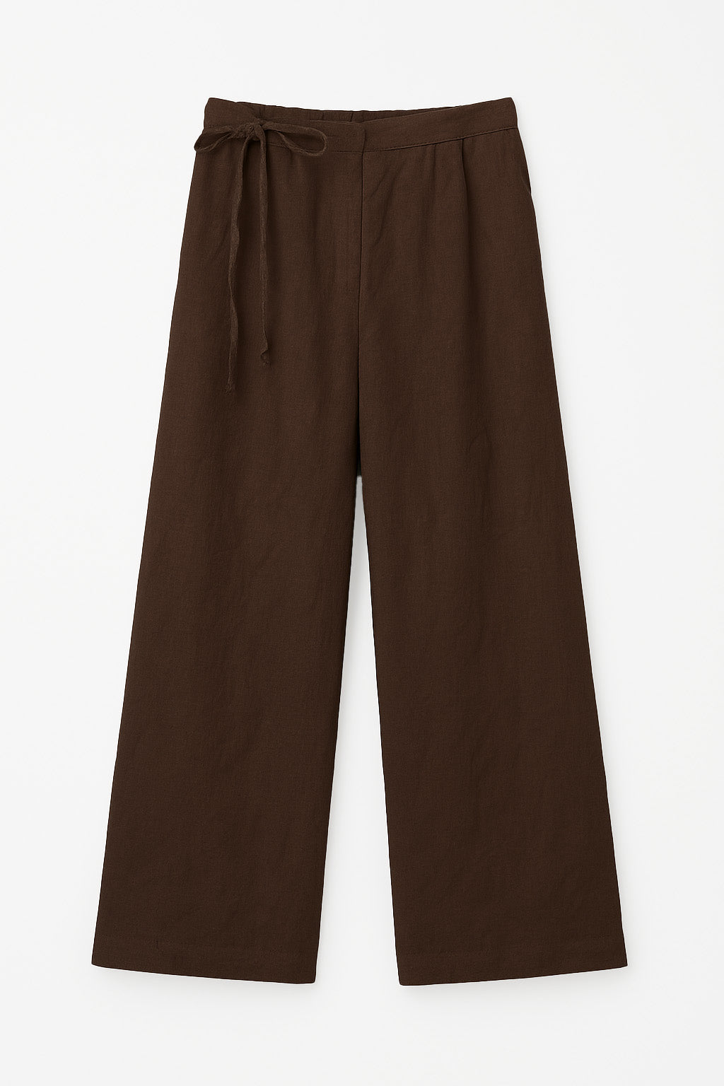 Brown Ribbon Linen Cotton Trousers