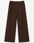 Brown Ribbon Linen Cotton Trousers