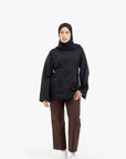 Black Double Pleat Linen Cotton Top