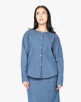 Navy Denim Round Neck Shirt