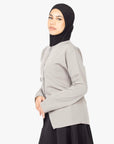 Grey Round Neck Blazer