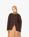 Mocha Brown Round Neck Blazer