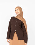 Mocha Brown Round Neck Blazer