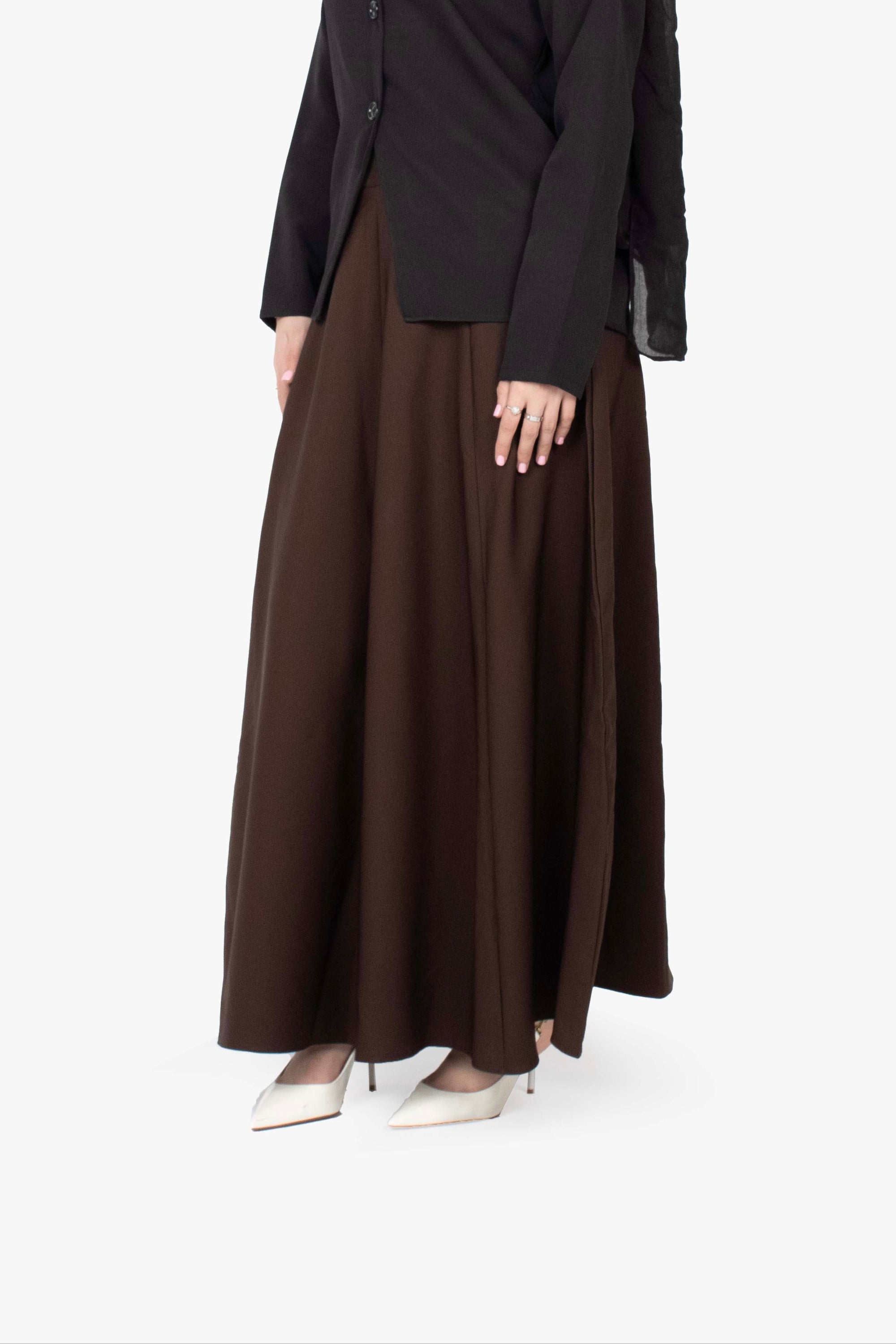 Mocha Brown Eight-Panel Skirt