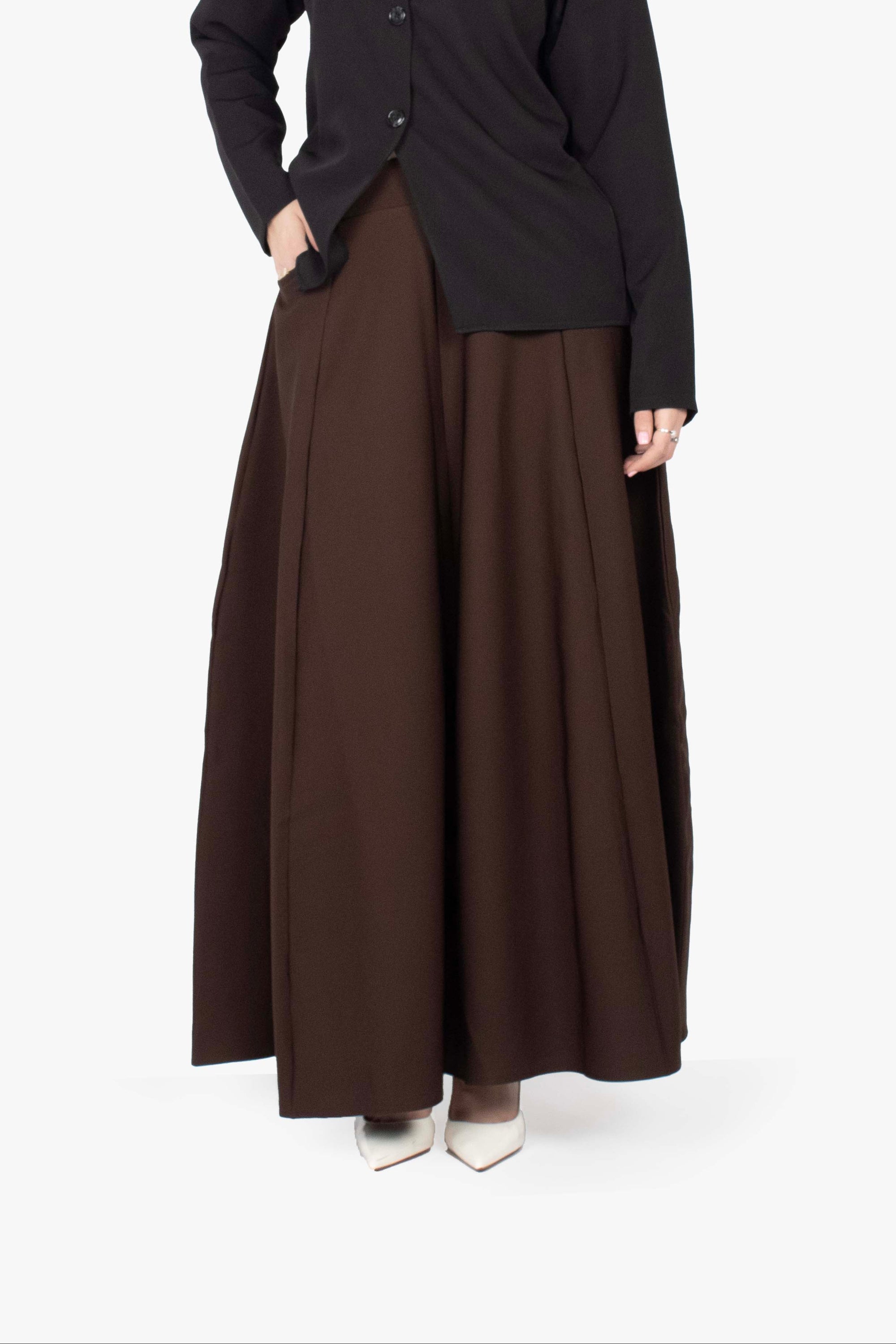 Mocha Brown Eight-Panel Skirt
