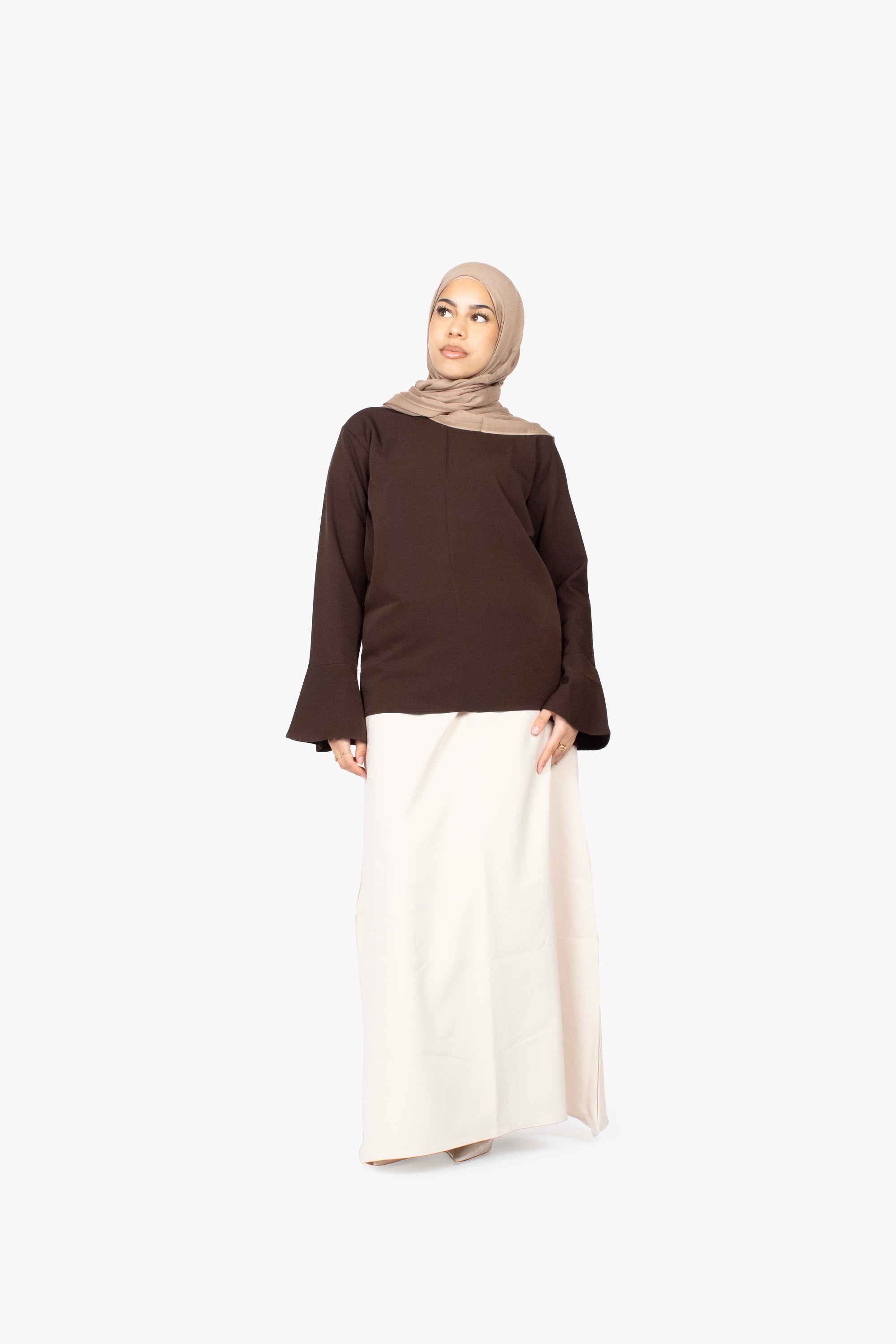 Mocha Brown Tulip Sleeve Top