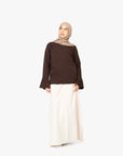 Mocha Brown Tulip Sleeve Top