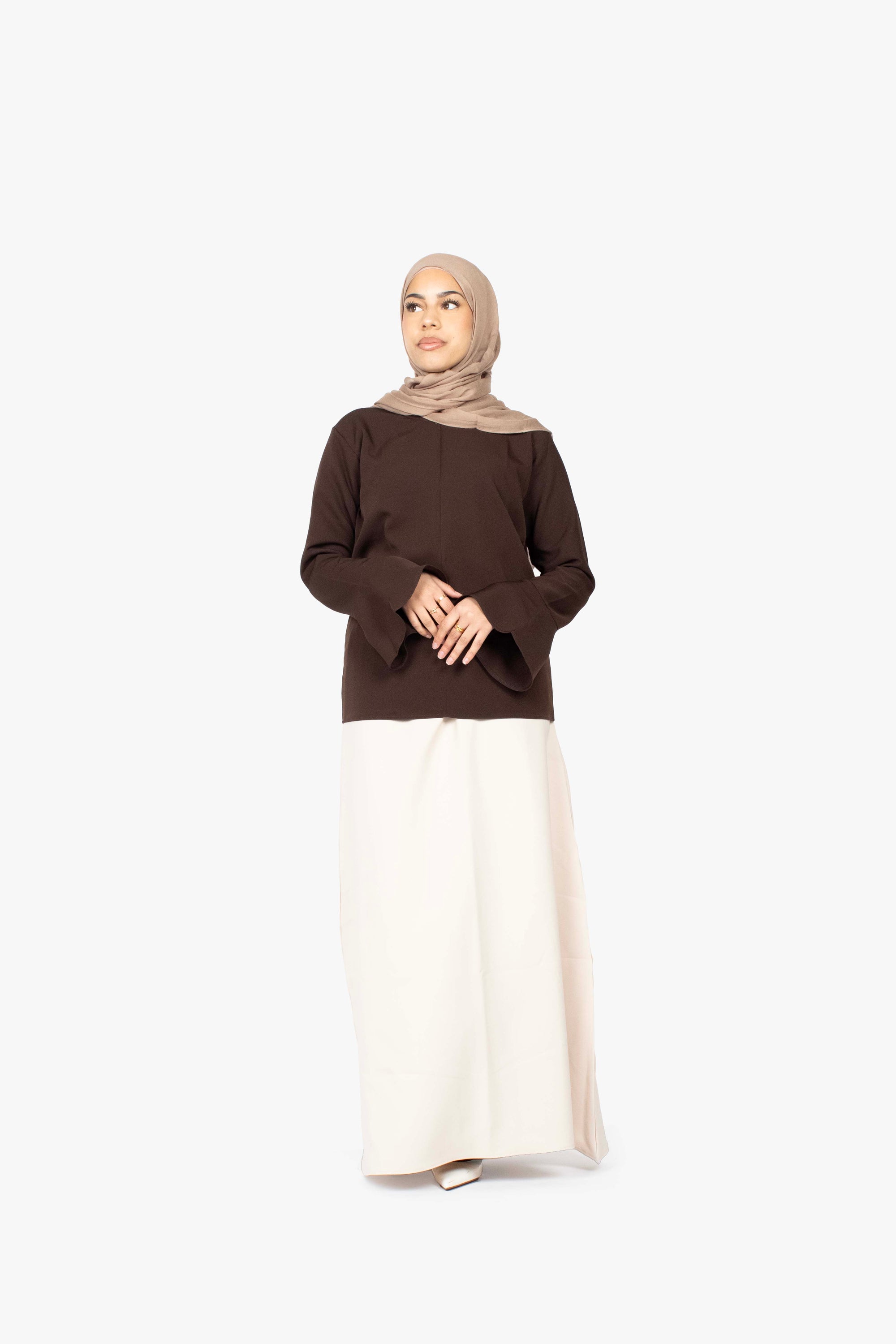 Mocha Brown Tulip Sleeve Top