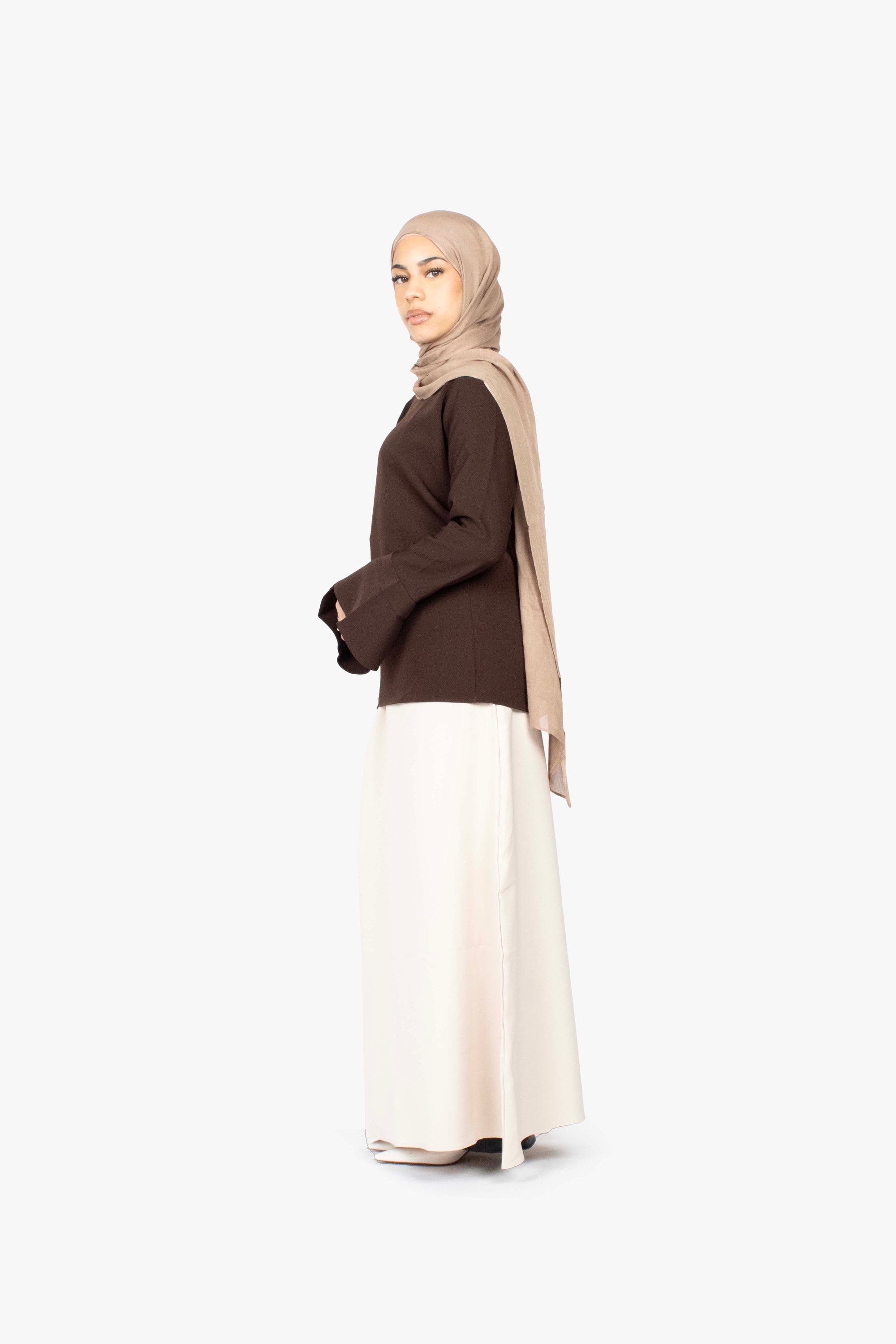 Mocha Brown Tulip Sleeve Top