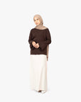 Mocha Brown Tulip Sleeve Top