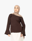 Mocha Brown Tulip Sleeve Top