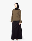 Khaki Tulip Sleeve Top