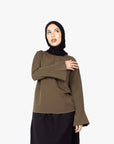 Khaki Tulip Sleeve Top
