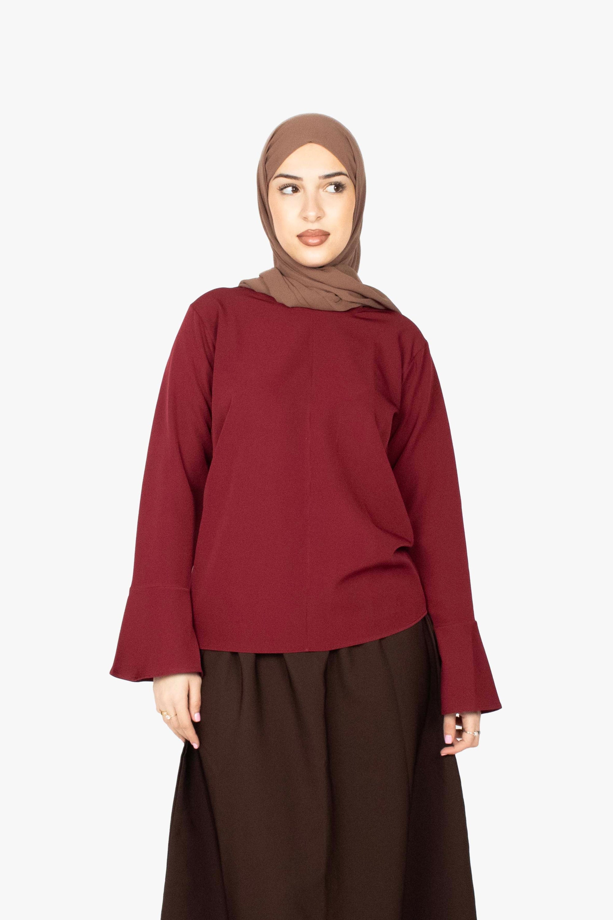 Burgundy Tulip Sleeve Top