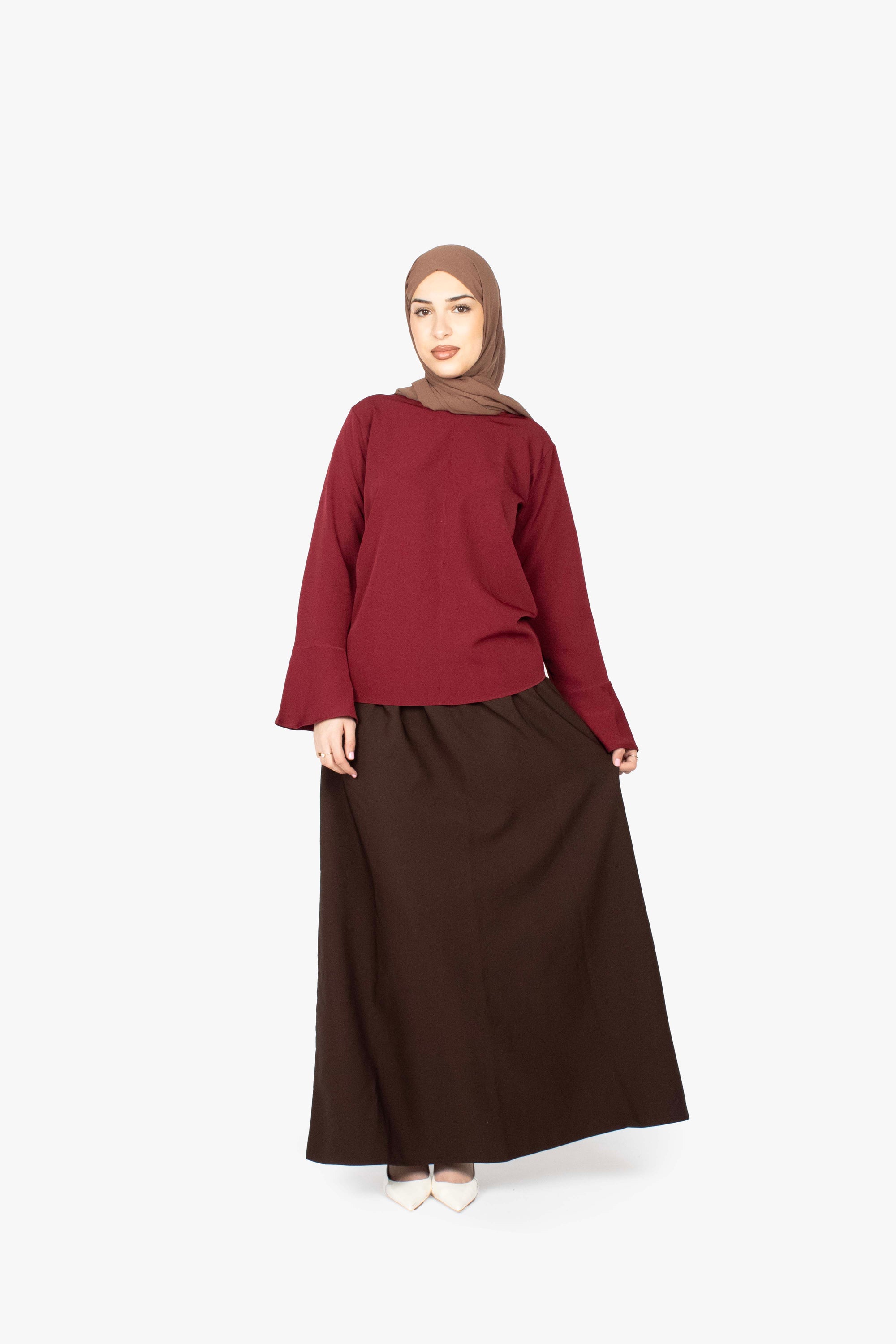 Burgundy Tulip Sleeve Top