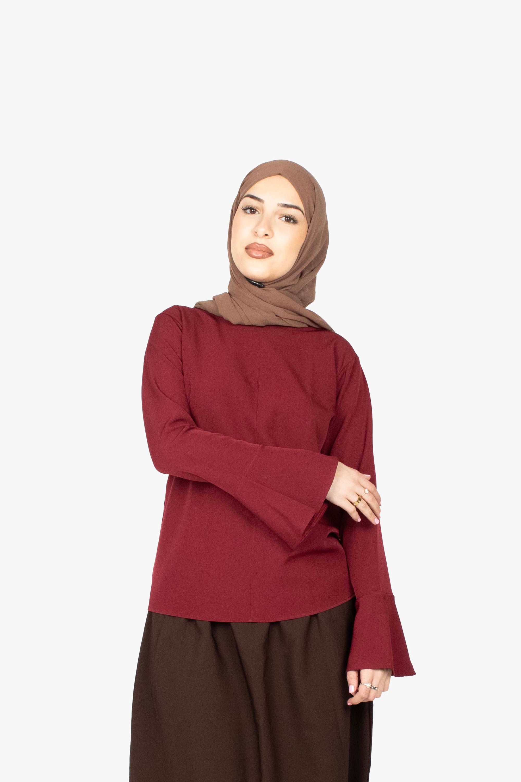 Burgundy Tulip Sleeve Top