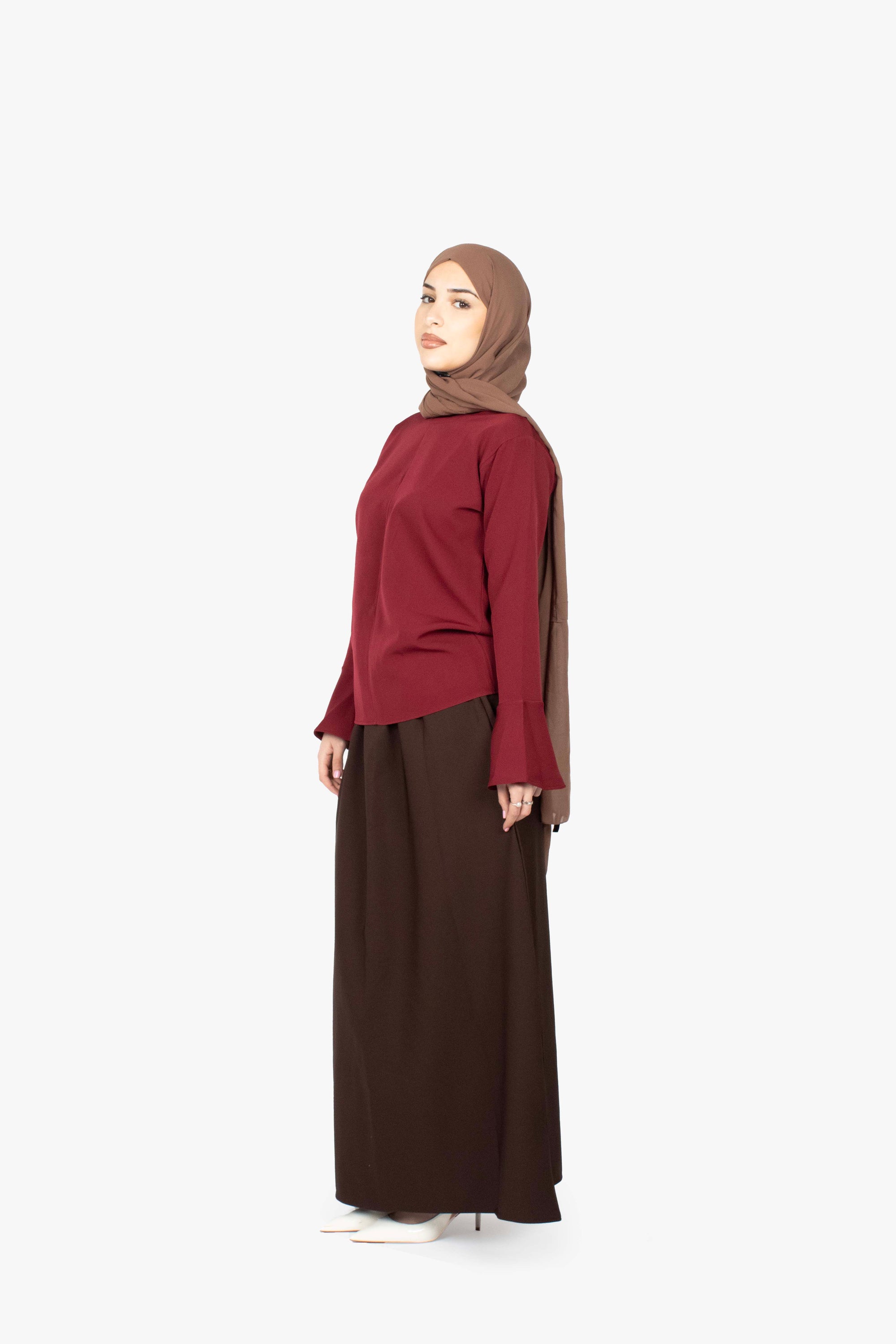 Burgundy Tulip Sleeve Top
